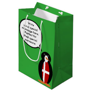 Danish Flag Talking Ms. Penguin Personalised Medium Gift Bag