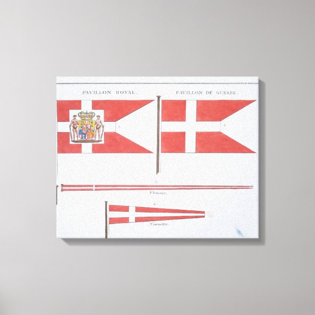 Danish Flags, from a French book of Flags, c.1819 Canvas Print (Front)