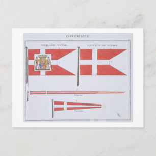 Danish Flags, from a French book of Flags, c.1819 Postcard
