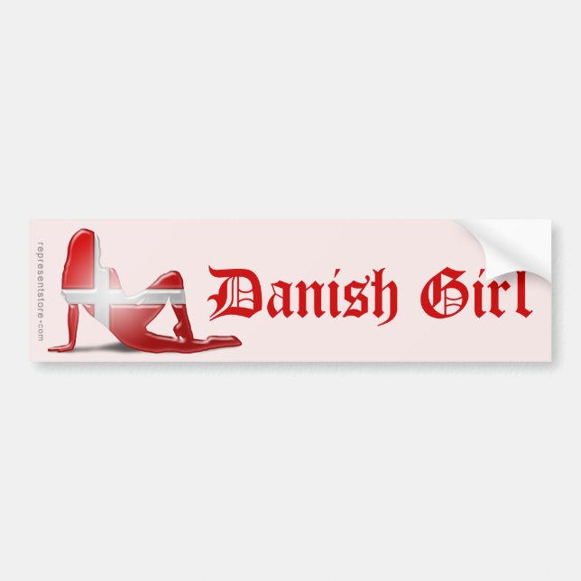 Danish Girl Silhouette Flag Bumper Sticker (Front)