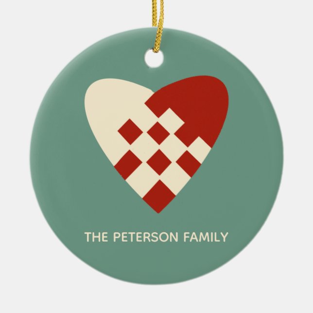 Danish Heart Christmas Ceramic Tree Decoration (Front)