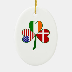 Danish Irish American Shamrock Ceramic Tree Decoration