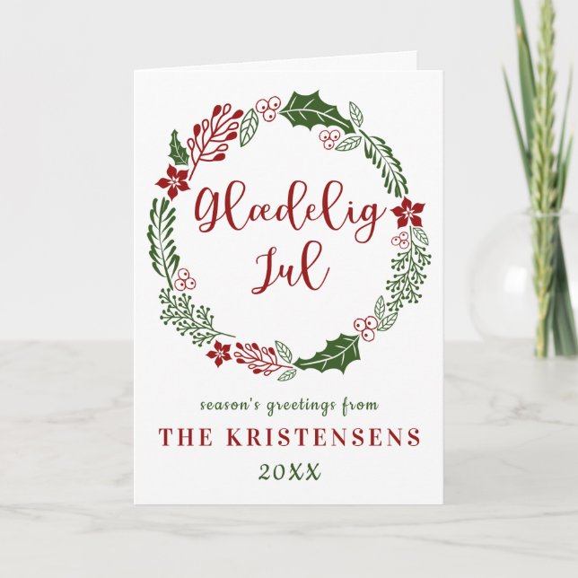 Danish Merry Christmas, Glædelig jul, Custom Holiday Card (Front)