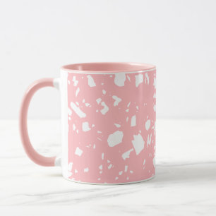 Danish Pastel Pink White Abstract Terrazzo Mug