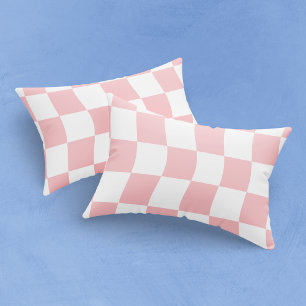 Danish Pastel Pink White Simple Wavy Checkerboard Pillowcase