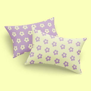 Danish Pastel Yellow Purple Reversible Daisy Print Pillowcase