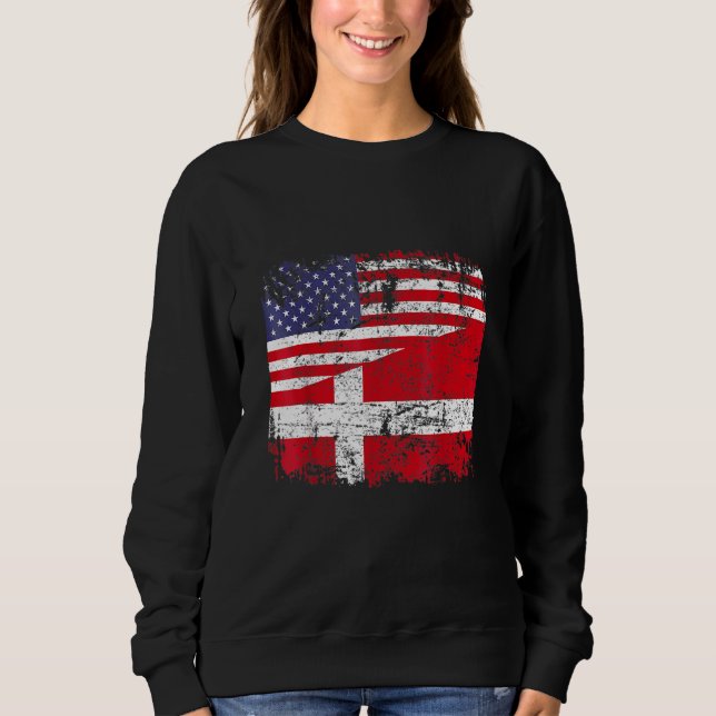 Danish Roots Half American Flag Denmark Sweatshirt (Front)