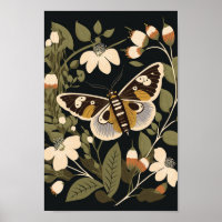 Danish Scandinavian Butterfly Floral Boho Art