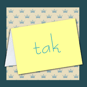 Danish Thank You Note Card Tak in Yellow