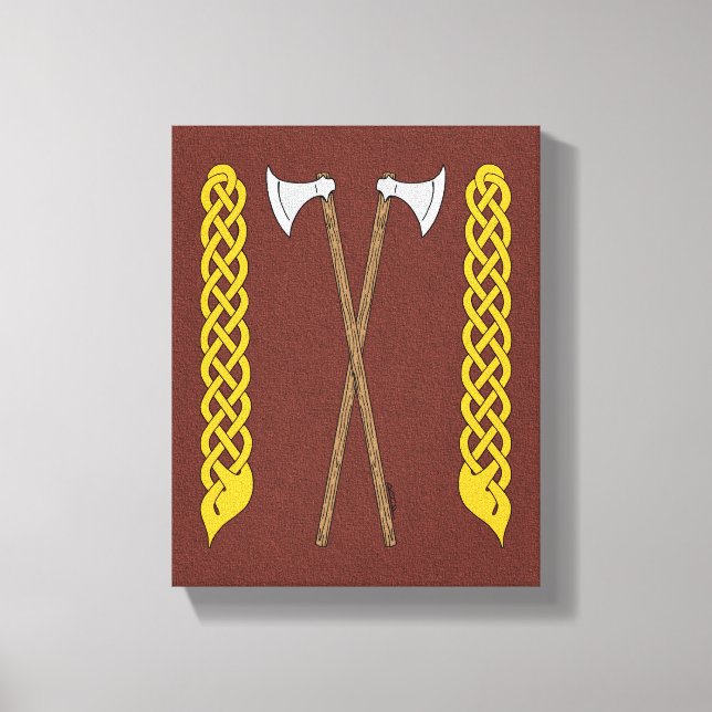 Danish/Viking Axes Crossed with Plaitwork Canvas Print (Front)