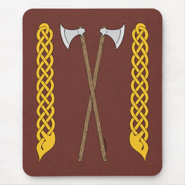 Danish/Viking Axes Crossed with Plaitwork Mouse Pad (Front)