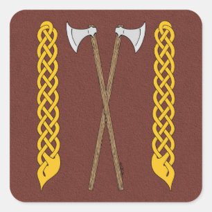 Danish/Viking Axes Crossed with Plaitwork Square Sticker