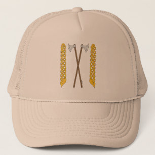 Danish/Viking Axes Crossed with Plaitwork Trucker Hat