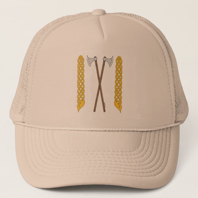 Danish/Viking Axes Crossed with Plaitwork Trucker Hat (Front)