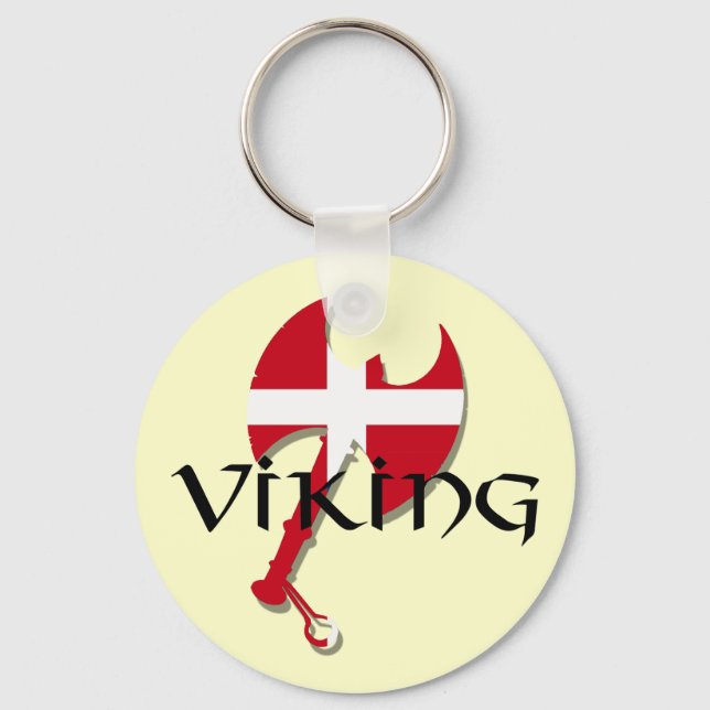 Danish Viking Denmark flag Ax Key Ring (Front)