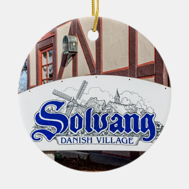 Danish Village of Solvang Ceramic Tree Decoration (Front)