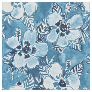 DANK DUDETTE Navy Tropical Hibiscus Pattern Fabric