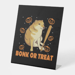 Dank Meme Cheems Halloween Dog Pedestal Sign