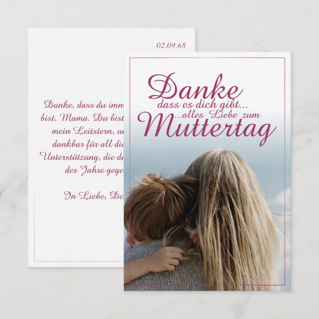 Danke, dass es dich gibt, Muttertag, Mutter & Kind (Front/Back)
