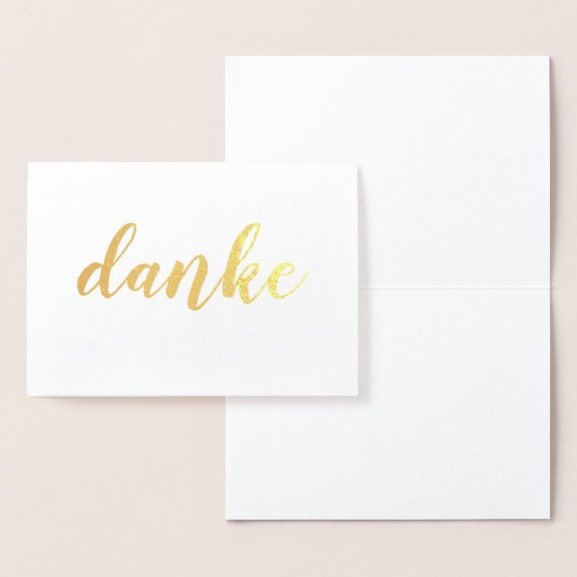 Danke German Thank You Elegant Brush Script Foil Card (Display)