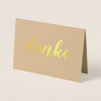 Danke German Thank You Elegant Brush Script Gold Foil Card