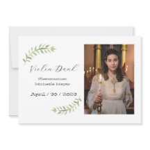 Dankeskarte Kommunion / Konfirmation weiß Zweig