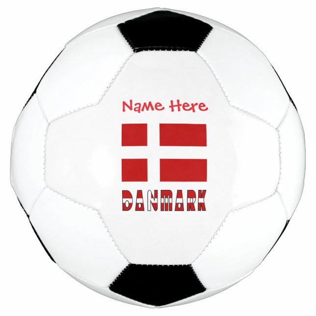 Danmark Dannebrog Red Personalised Name Soccer Ball (Front)