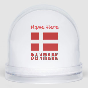 Danmark Dannebrog Red Personalized Snowglobe