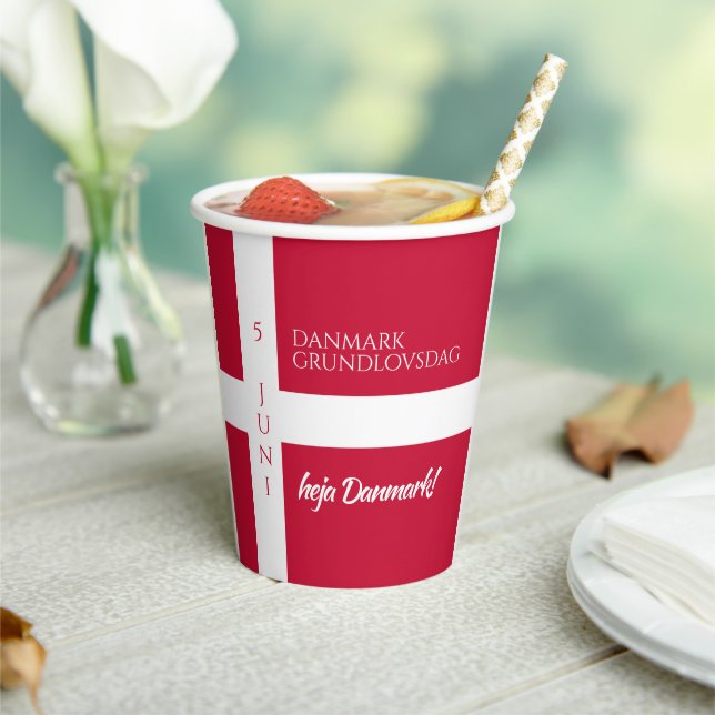 Danmark Grundlovsdag Danish National Day Flag Paper Cups (Insitu)
