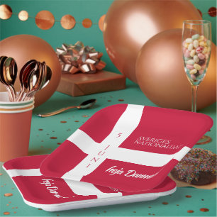 Danmark Grundlovsdag Danish National Day Flag Paper Plate