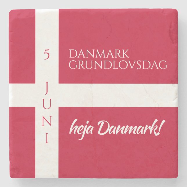 Danmark Grundlovsdag Danish National Day Flag Stone Coaster (Front)