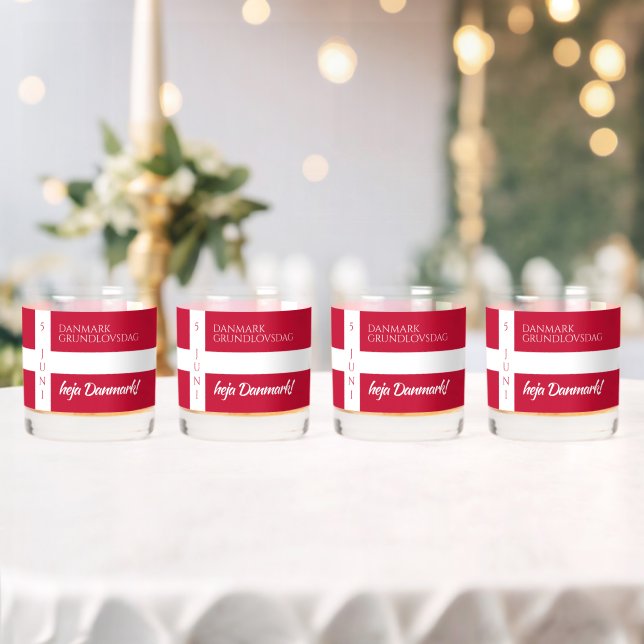 Danmark Grundlovsdag Danish National Day Flag Whiskey Glass (Insitu (Wedding))