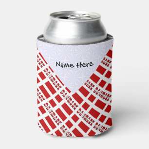Danmark og Dannebrog Tiled with Your Name Can Cooler