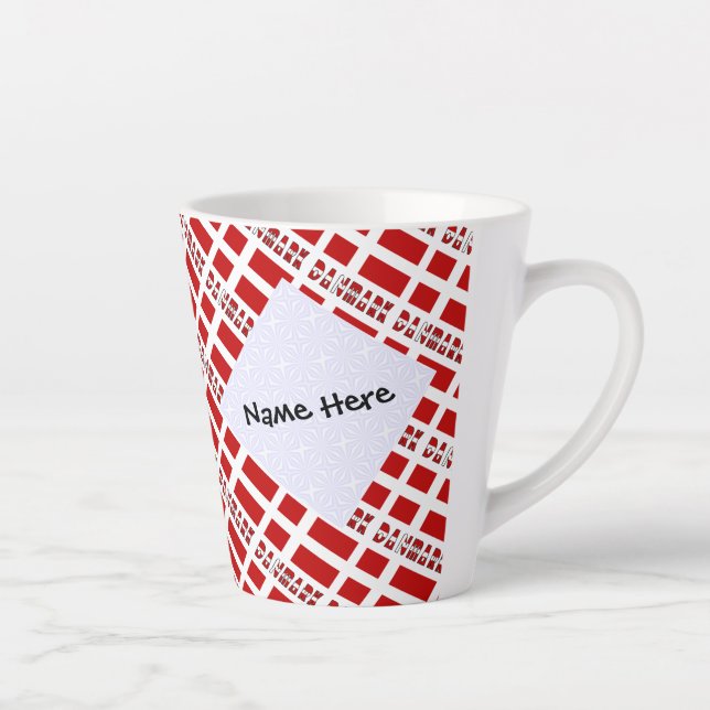 Danmark og Dannebrog Tiled with Your Name Latte Mug (Right)