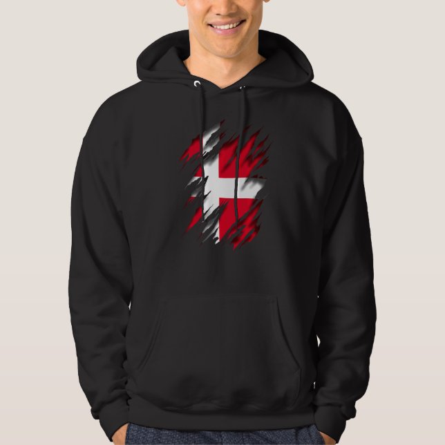 Danmark Viking  Danish Flag Denmark Hoodie (Front)