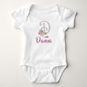Danna Name Baby Outfit Letter D Romper Floral Girl Bodysuit