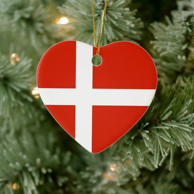Dannebrog; The Official Flag of Denmark Ceramic Tree Decoration (Tree)