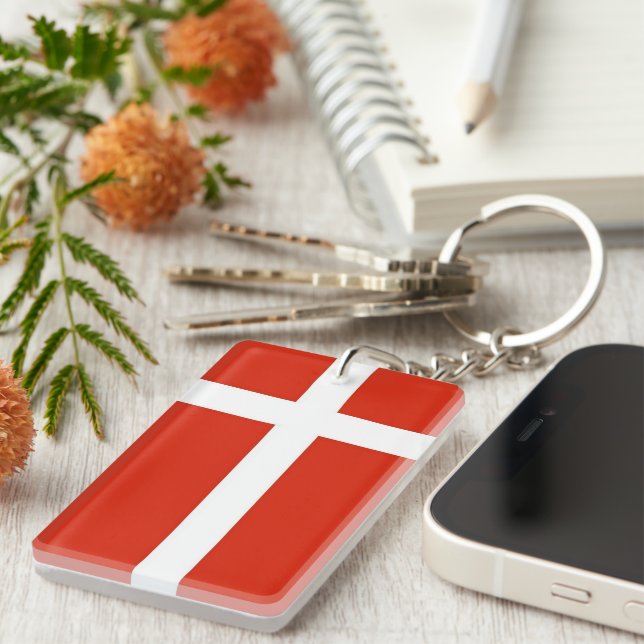 Dannebrog; The Official Flag of Denmark Key Ring (Front Right)