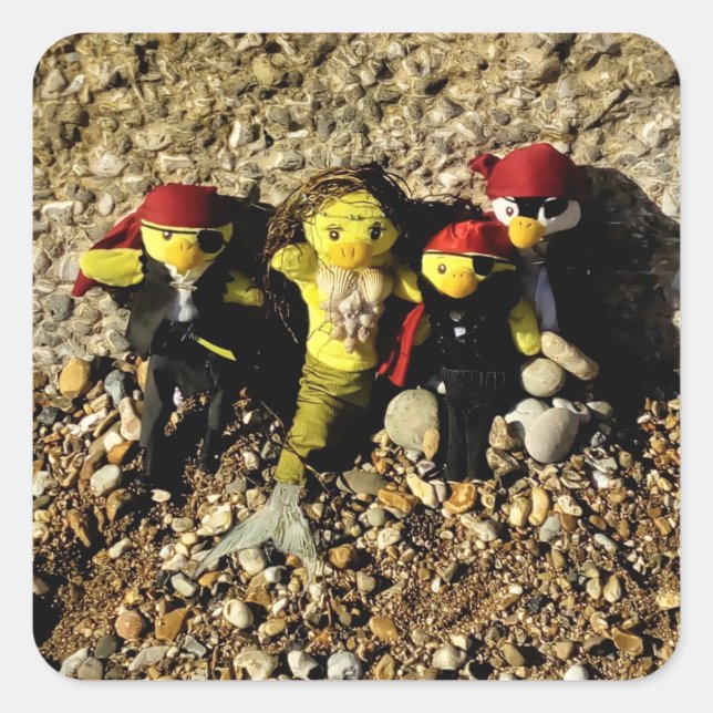 Danni the Mermaid with Pirates Square Sticker (Front)