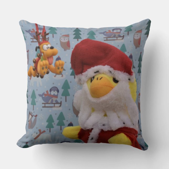 Danny Duck Santa Christmas Throw Pillow (Front)
