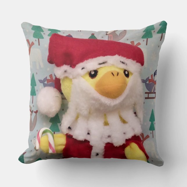 Danny Duck Santa Christmas Throw Pillow (Front)