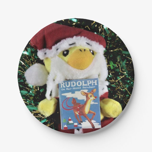 Danny Duck Santa.   Paper Plates (Front)