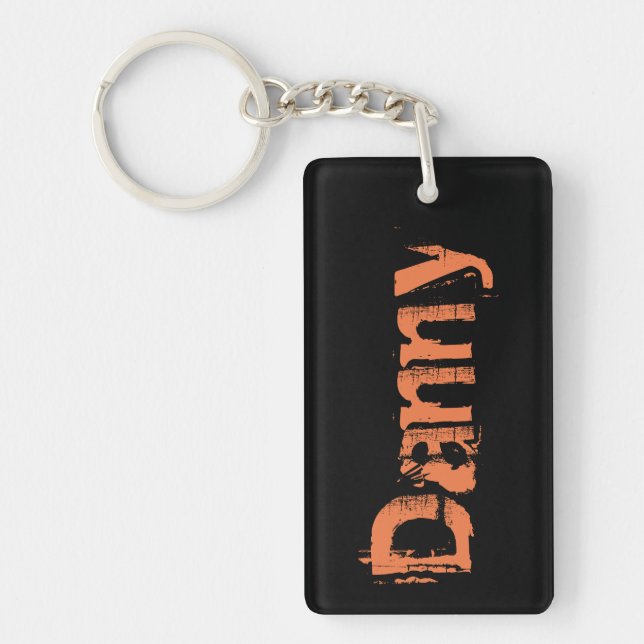 Danny Name Distressed Keychain - Black/Orange (Front)