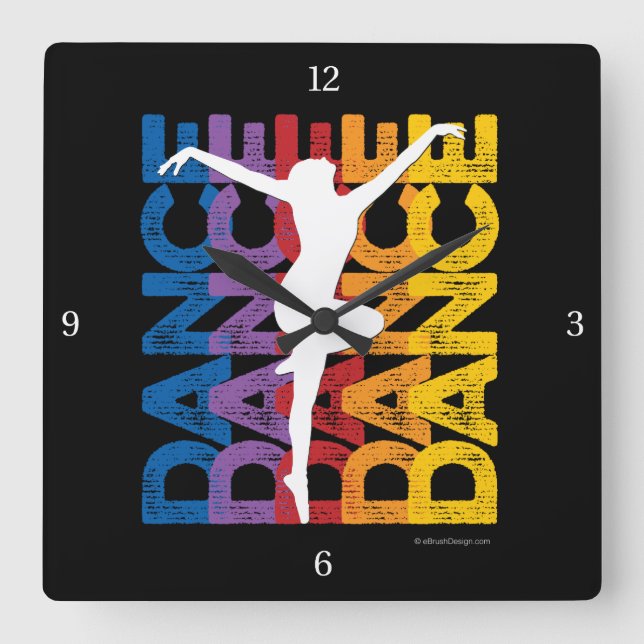 Danse et Lettres (Dance) Square Wall Clock (Front)