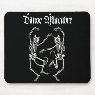 Danse macabre skeleton cats gothic halloween art mouse pad