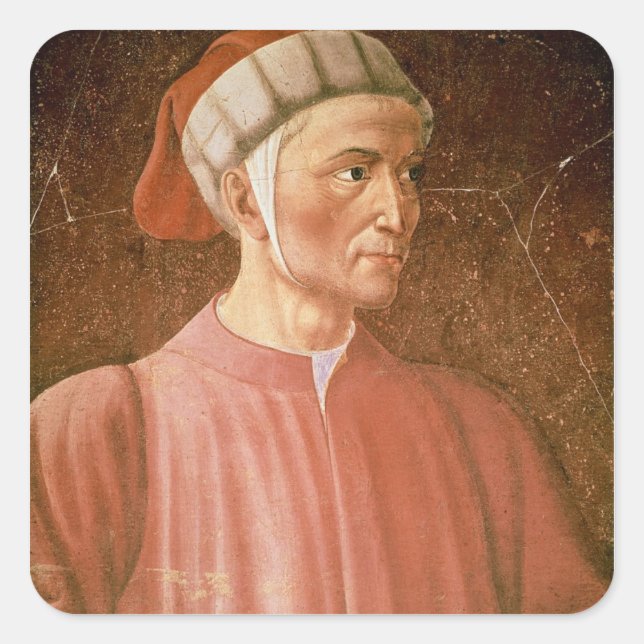 Dante Alighieri (1265-1321) detail of his bust, fr Square Sticker (Front)