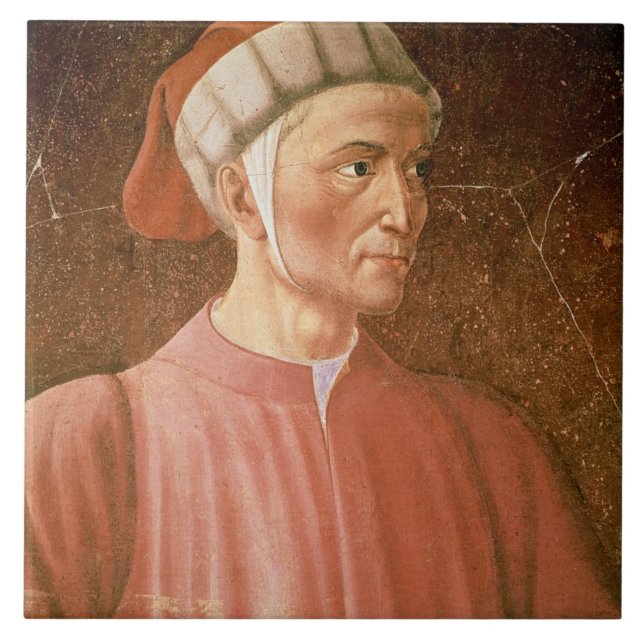 Dante Alighieri (1265-1321) detail of his bust, fr Tile (Front)