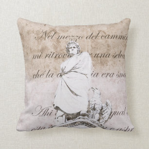 Dante alighieri with Divine comedy, Inferno verses Cushion