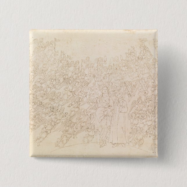 Dante and Beatrice, from Dante's `Divine 15 Cm Square Badge (Front)