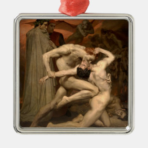 Dante and Virgil in Hell (by Bouguereau) Metal Tree Decoration